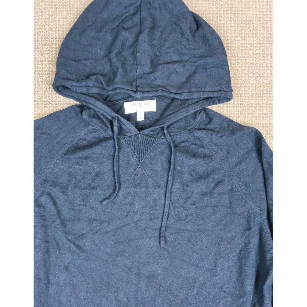 Precedent Los Angeles Men's Navy Blue Cashmere Blend Hoodie Sweater L